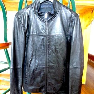 Men’s 7 diamonds black leather jacket